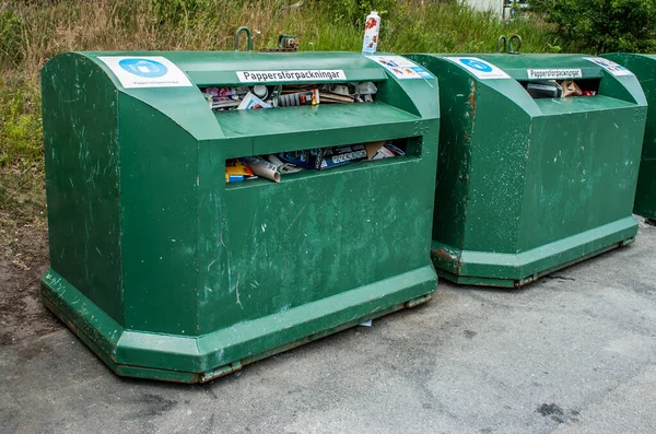 Recyklační Obal Kartón Používaný Stockholmu Švédsko — Stock fotografie