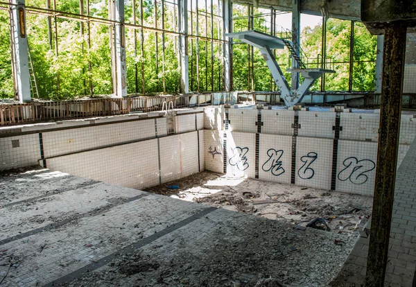 Piscine Publique Azur Dans Ville Abandonnée Prypjat Dans Région Tchernobyl — Photo