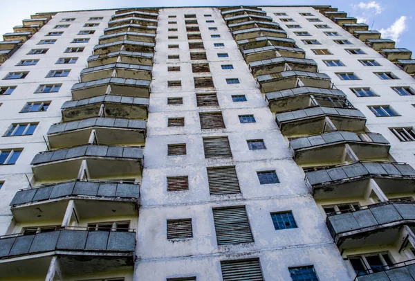 Ukrayna Nın Çernobil Bölgesinde Terk Edilmiş Prypjat Şehrindeki Gökdelen Sscb — Stok fotoğraf