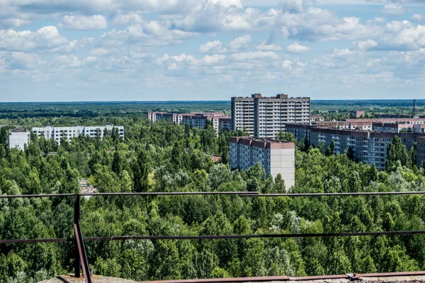 Skyline Topo Raspador Céu Cidade Abandonada Prypjat Área Chernobyl Ucrânia — Fotografia de Stock