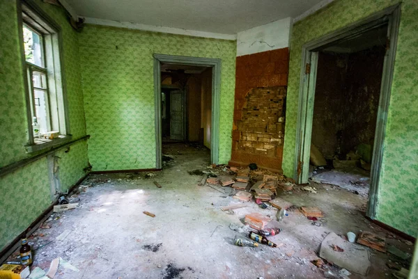 Sala Estar Compartimiento Ciudad Prypjat Dentro Zona Abandonada Altamente Restringida —  Fotos de Stock