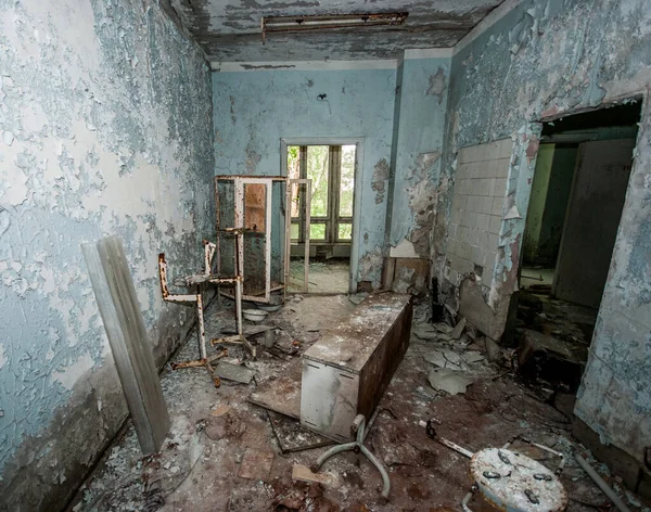 Hospital Ciudad Prypjat Dentro Zona Abandonada Altamente Restringida Radiactiva Cerca — Foto de Stock