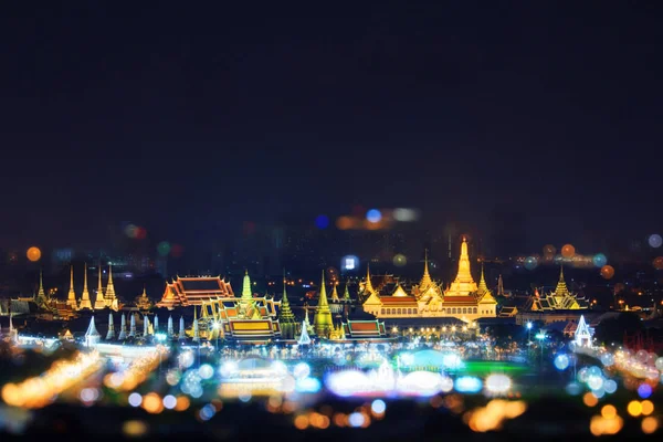 Sanamluang Och Wat Phra Keaw Offentliga Landmarken Thailand Nattetid Med — Stockfoto