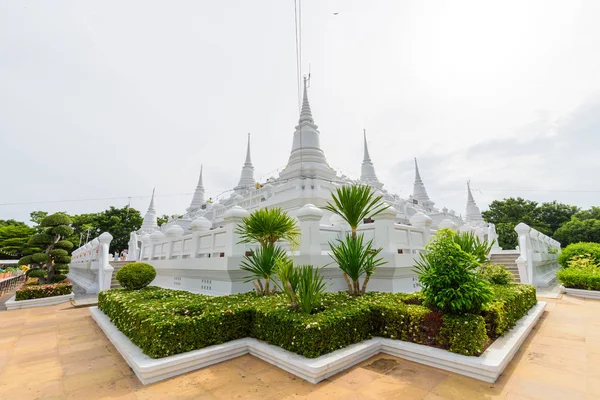 Samut Prakan Thajsko Jul 2018 Bílá Pagoda Wat Asokkaram — Stock fotografie