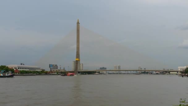 Time Lapse Grote Hangbrug Sunset Tijd Rama Bridge Zonsondergang Tijd — Stockvideo