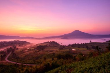 dağ güneş ışığı ile sis