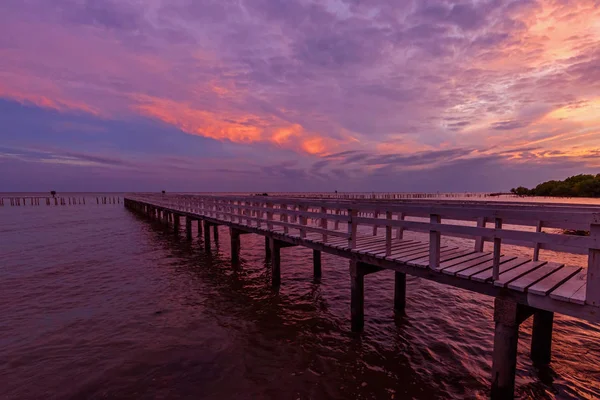 Ciel Nuageux Couchant Pont — Photo