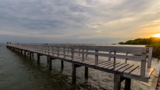 Zoom Avant Coucher Soleil Sur Pont Avec Nuage — Video