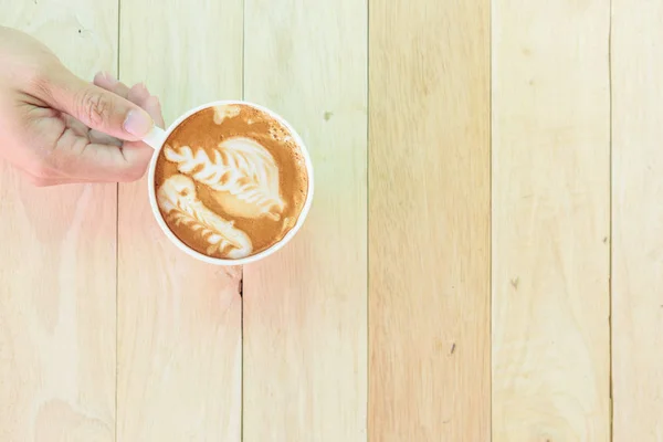 Горячий Кофе Капучино Красивым Рисунком Пены Столе Горячий Кофе — стоковое фото
