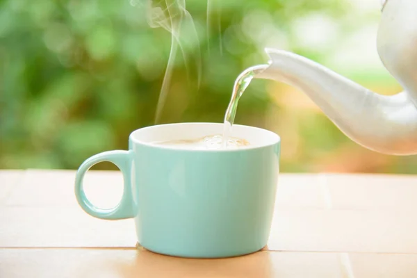 Preparare Acqua Calda Tazza Caffè — Foto Stock