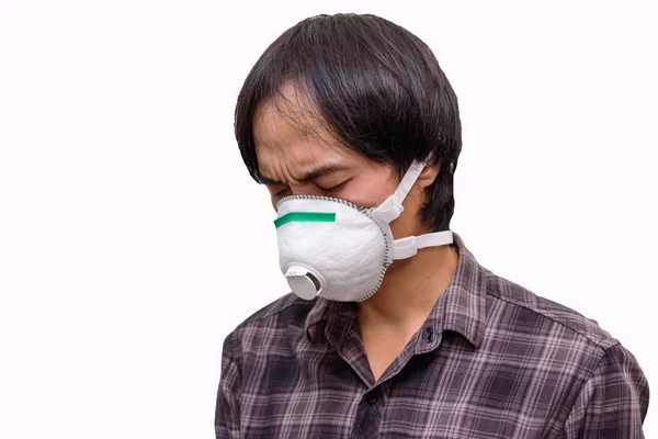 Asiat Opotřebení Hygienická Maska Pro Ochranu Prachu Pm2 Bílém Pozadí — Stock fotografie