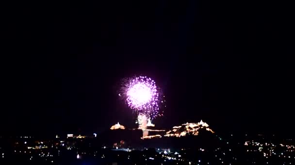 Wang Dağ Sarayı Nda Havai Fişek Fireworks Dağı Nda Tay — Stok video