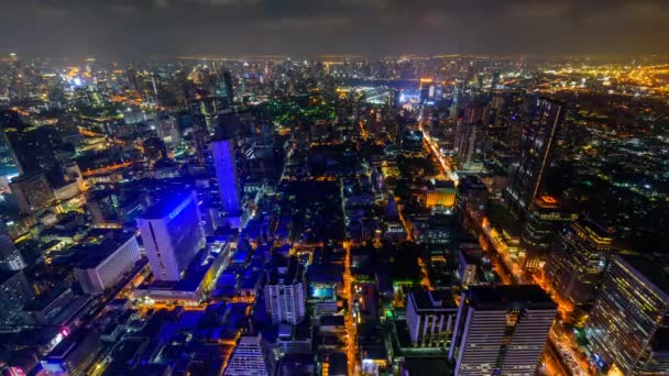 Upływ Czasu Wysokiej Widok Miasta Bangkok Porze Nocnej — Wideo stockowe