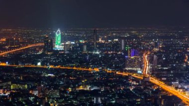Bangkok, Tayland - 25 Şubat, 2019: zaman atlamalı yüksek kenti Bangkok gece zamanında