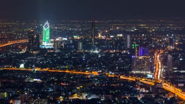 Bangkok Tayland Şubat 2019 Zaman Atlamalı Yüksek Kenti Bangkok Gece — Stok video