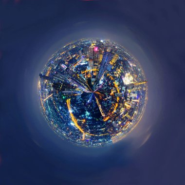 360 panorama yüksek kenti Bangkok gece zamanında 