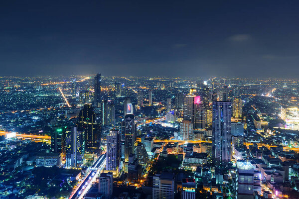 High view of Bangkok city in night time
