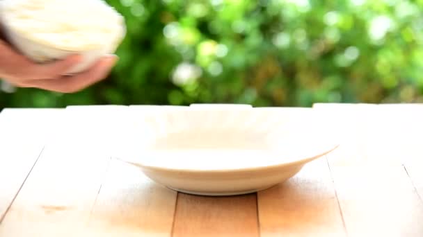 Reis Gericht Löffeln Reis Von Form Form Gießen — Stockvideo