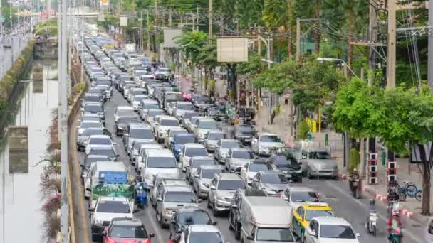 Bangkok Thailand Mai 2019 Stau Bangkok City Langen Wochenende Ausgangsverkehr — Stockvideo