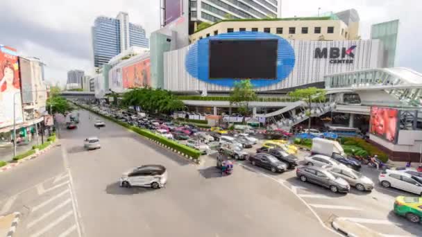 Bangkok Thailandia Giugno 2019 Molto Traffico Automobilistico Centro Commerciale Mbk — Video Stock