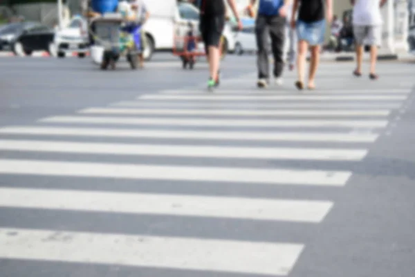 Blur Lot People Walking Crosswalk — Stock Photo, Image