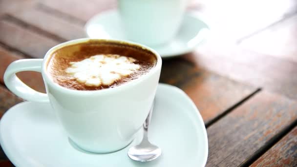 Lap Sugar Hot Coffee Drinking — Stock Video
