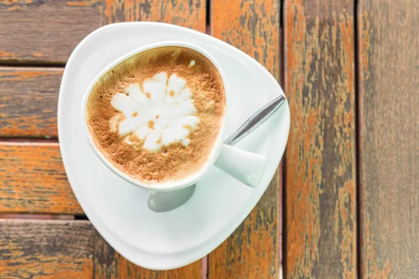 Cappuccino Quente Com Bom Padrão Leite Com Café — Fotografia de Stock