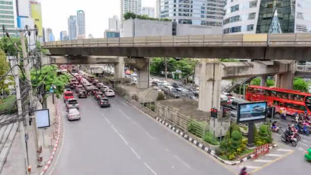 Bangkok Thaïlande Sep 2019 Time Lapse Lot Traffic Chongnonsi Bridge — Video