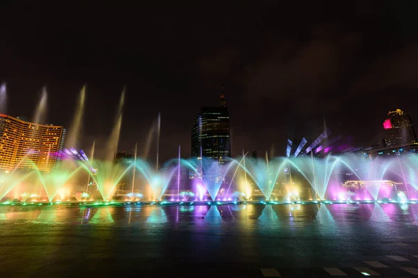 Fountain Showing Lighting Night Time — Stock Photo, Image