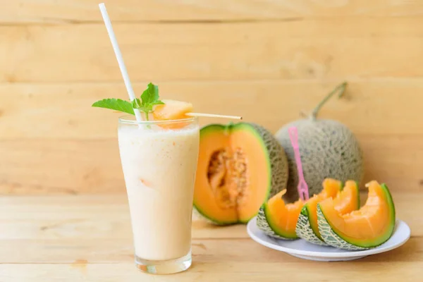 Milk Melon Smoothie Glass — Stock Photo, Image