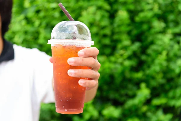 Man Hold Ice Tea You — Stock Photo, Image