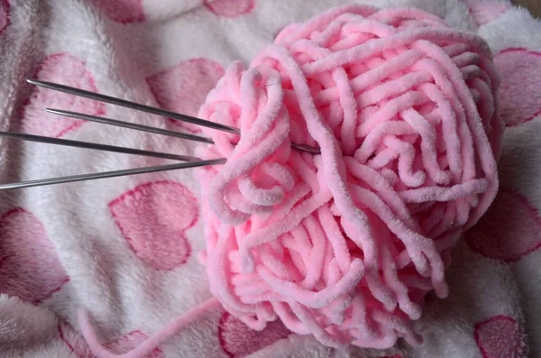 Beautiful Warm Multi Colored Wool Knitting Spokes Needlework — Stock Photo, Image