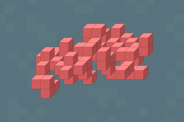 Abstraction Cubique Propagation Rouge — Image vectorielle
