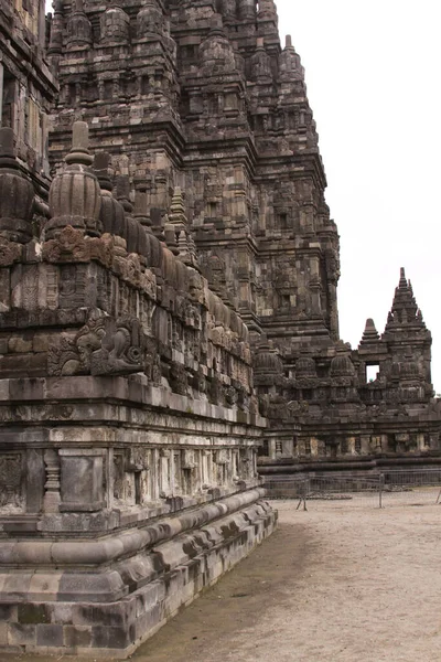 Detaljer Stenskulpturer Vid Berömda Prambanan Hindu Tempel Yogyakarta Java Indonesien — Stockfoto