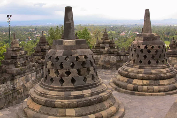Боробудур Храм Перспективы Java Индонезии Канди Боробудур Является Крупнейшим Буддистским — стоковое фото