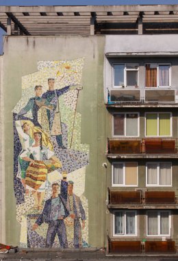 Sosyalist yapı ve sosyalist gerçekçilik resim sanatı Baia Mare, Maramures, Romanya 'da inşa ediliyor