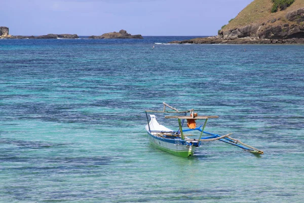 Bateau Pêche Indonésien Jukung Kuta Lombok Kuta Lombok Est Paradis — Photo