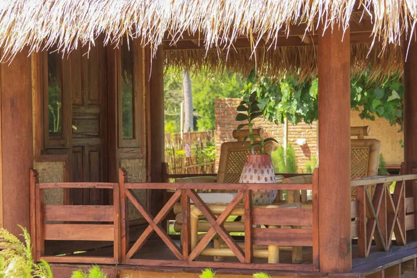 Dettaglio Terrazza Della Casa Turistica Sasak Bambù Località Lombok Kuta — Foto Stock