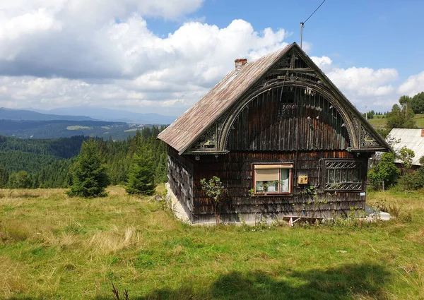 ルーマニアのトランシルヴァニア州クルジュ郡マリゼルにある伝統的な木造ルーマニア家屋 アプセニ山の農村部の木造建築 — ストック写真