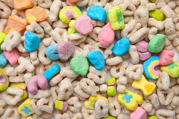 Frosted Toasted Oat Cereal Fun Shaped Marshmallows White Background — Stock Photo, Image