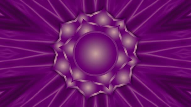 Animation Der Rotation Des Kronenchakras Mit Kaleidoskop Hintergrund — Stockvideo