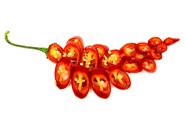 Sliced Red Hot Pepper Folded Shape Pepper White Background — Stock Photo, Image