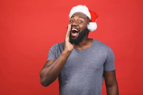 New Year Black Friday Sale Happy Screaming Black African American — Stock Photo, Image