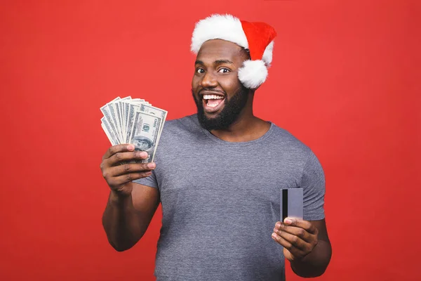 Año Nuevo Venta Viernes Negro Sorprendido Gritando Hombre Afroamericano Negro — Foto de Stock