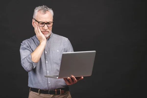 För Mycket Arbete Att Göra Trött Arg Äldre Man Med — Stockfoto