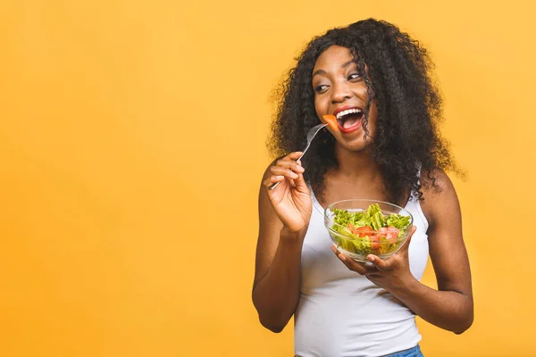 Concept Alimentation Saine Gros Plan Belle Femme Noire Afro Américaine — Photo