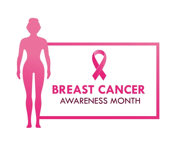 Concept du mois de sensibilisation au cancer du sein. Ruban rose réaliste. — Image vectorielle