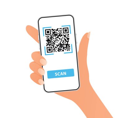 Cep telefonuyla QR kodunu tara. Elektronik, dijital teknoloji, barkod.
