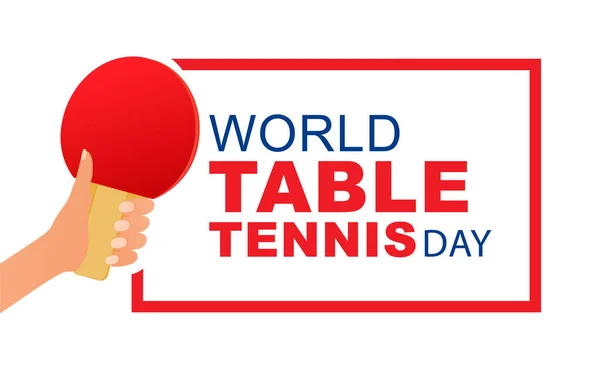 Día Mundial del Tenis de Mesa. Pelota de ping pong. 6 de abril. — Vector de stock