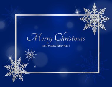 Kar taneleriyle dolu bir Noel arkaplanı ve mesaj atılacak bir yer. Noel çerçevesi.